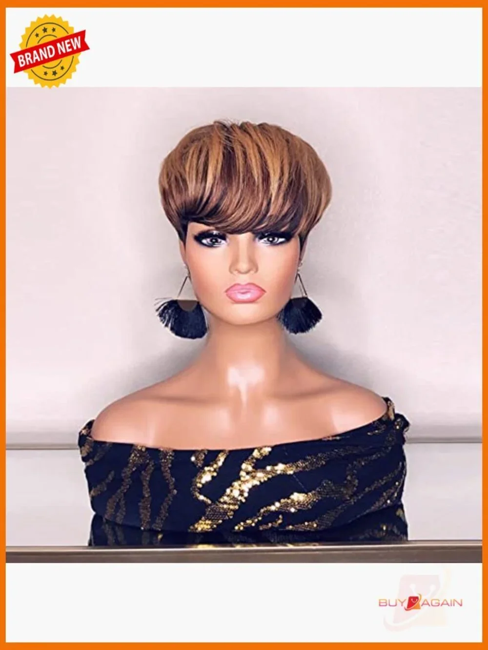 Pixie Cut Human Hair Bob Wig Layered Full Machine Made with Bangs